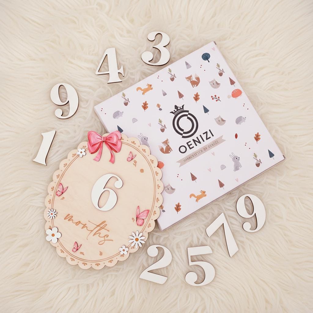 Baby Monthly Milestone Sign Double Sided Month Months Disc 1-12 Months Baby Photo Prop First Year Milestone Newborn Prop