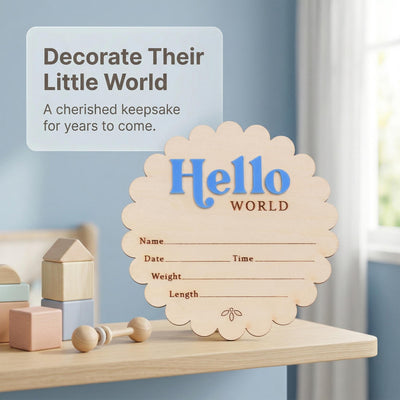 Hello World Baby Announcement Sign Birth Stats Sign Custom Baby Name Sign Newborn Announcement Photo Prop Baby Keepsake Gift
