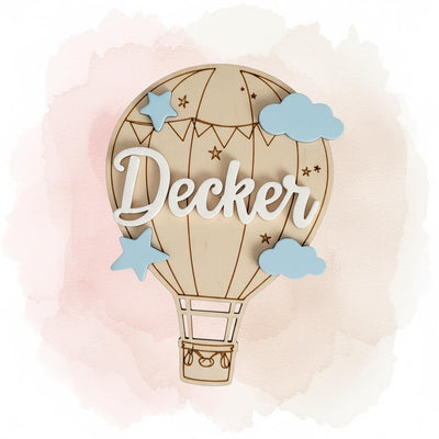 Personalized Hot Air Balloon Baby Name Wood Sign, Nursery Decor