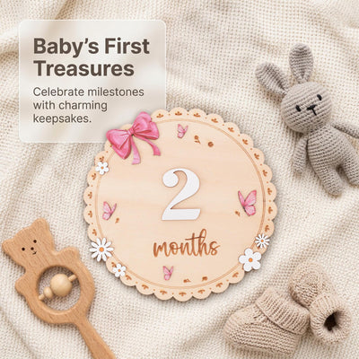 Baby Monthly Milestone Sign Set with Numbers 0-9 Double Sided Month Months 1-12 Months Baby Photo Prop First Year