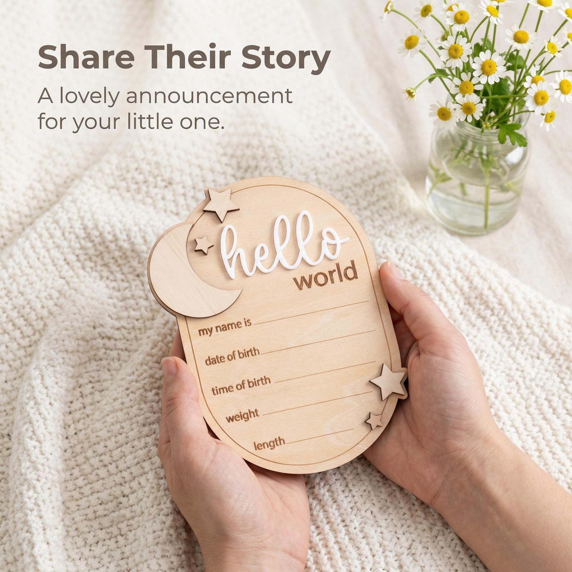 Hello World Baby Announcement Sign Hello World Sign Birth Stats Sign Custom Baby Name Sign Newborn Photo Prop Baby Shower Gift