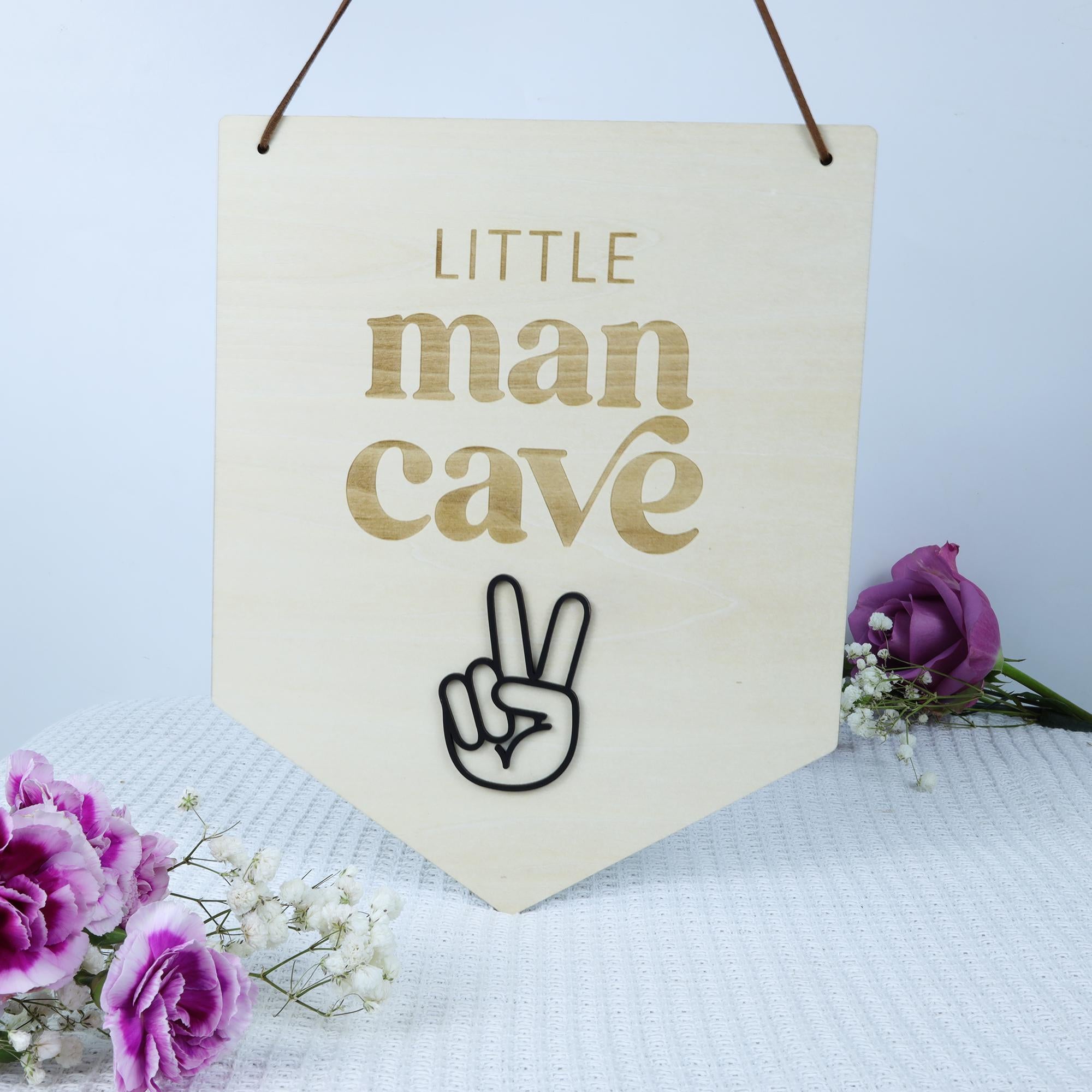 Little Man Cave Sign, Baby Boy Nursery Sign, Boy Nursery Decor, Baby Boy Gift, Boy Room Wall Decor, Pennant Sign, Banner For Boys Room Decor