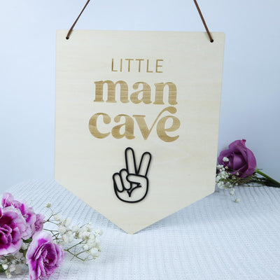 Little Man Cave Sign, Baby Boy Nursery Sign, Boy Nursery Decor, Baby Boy Gift, Boy Room Wall Decor, Pennant Sign, Banner For Boys Room Decor