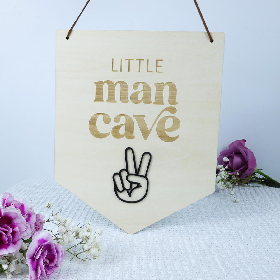 Little Man Cave Sign, Baby Boy Nursery Sign, Boy Nursery Decor, Baby Boy Gift, Boy Room Wall Decor, Pennant Sign, Banner For Boys Room Decor