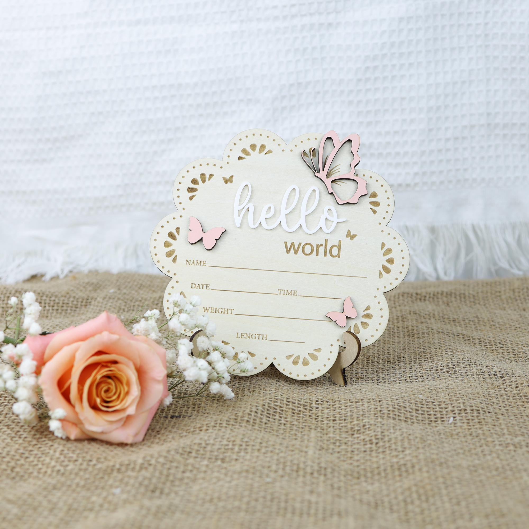 Personalized Baby Announcement Sign with Birth Stats, Birth Stat Sign, Name Announcement Sign, Hello World, Name Reveal, Sign For Hospital