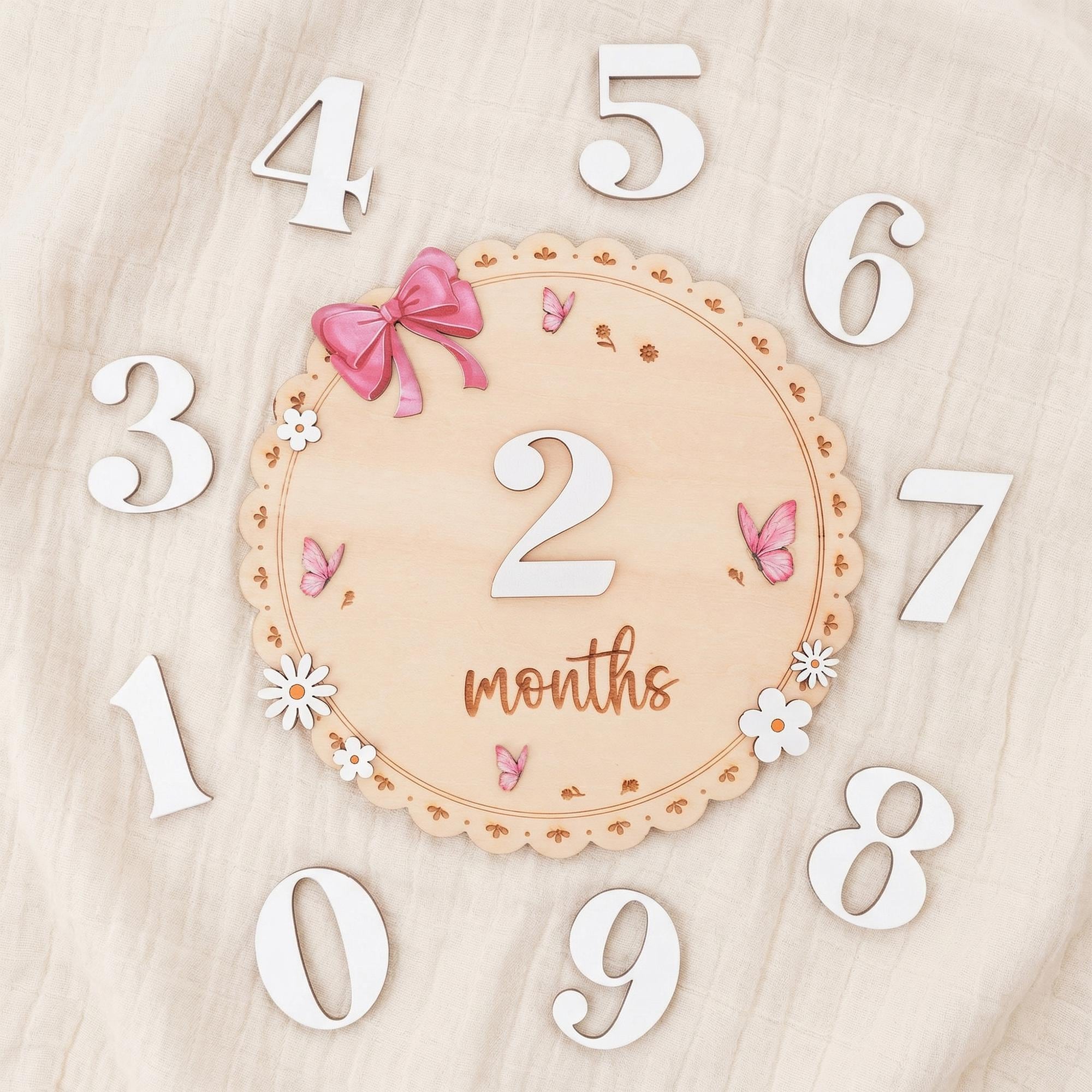 Baby Monthly Milestone Sign Set with Numbers 0-9 Double Sided Month Months 1-12 Months Baby Photo Prop First Year