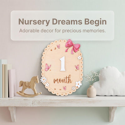 Baby Monthly Milestone Sign Wooden Baby Month Sign Double Sided Month Months First Year Baby Photo Prop Nursery Decor