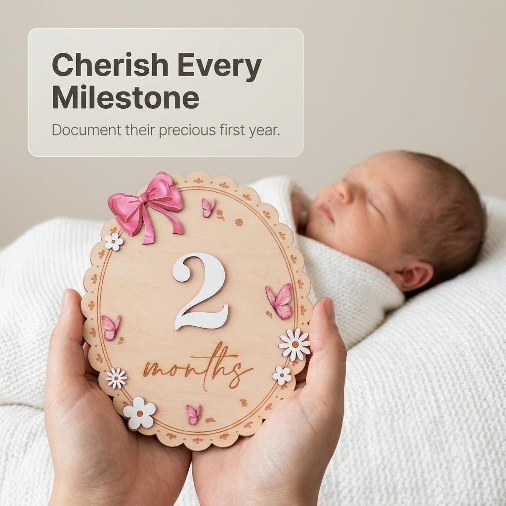 Baby Monthly Milestone Sign Double Sided Month Months Disc 1-12 Months Baby Photo Prop First Year Milestone Newborn Prop