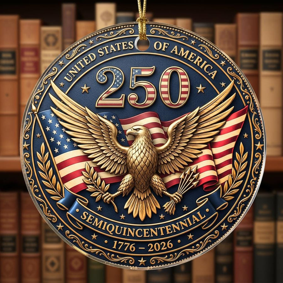 USA 250th Anniversary Ornament, Semiquincentennial Eagle Keepsake 1776-2026, Luxury Patriotic Gift, American Heritage Decor 2026