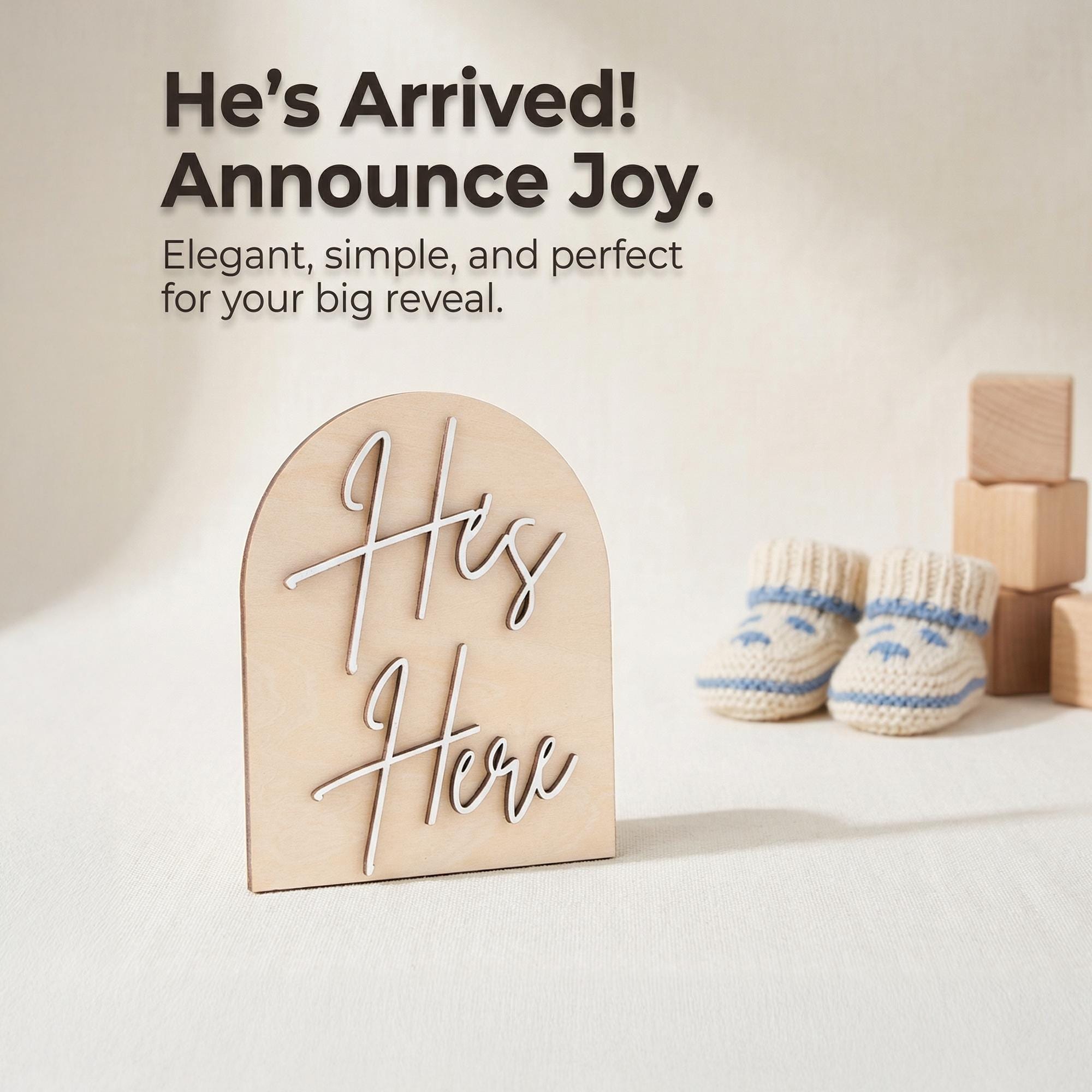 Gender Reveal Sign Wooden Gender Reveal Prop He or She Sign Baby Gender Reveal Photo Prop Surprise Baby Reveal Sign Baby Shower Decor