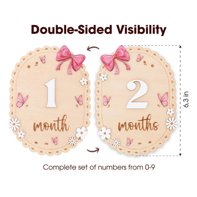 Baby Monthly Milestone Sign Wooden Baby Month Sign Double Sided Month Months First Year Baby Photo Prop Nursery Decor