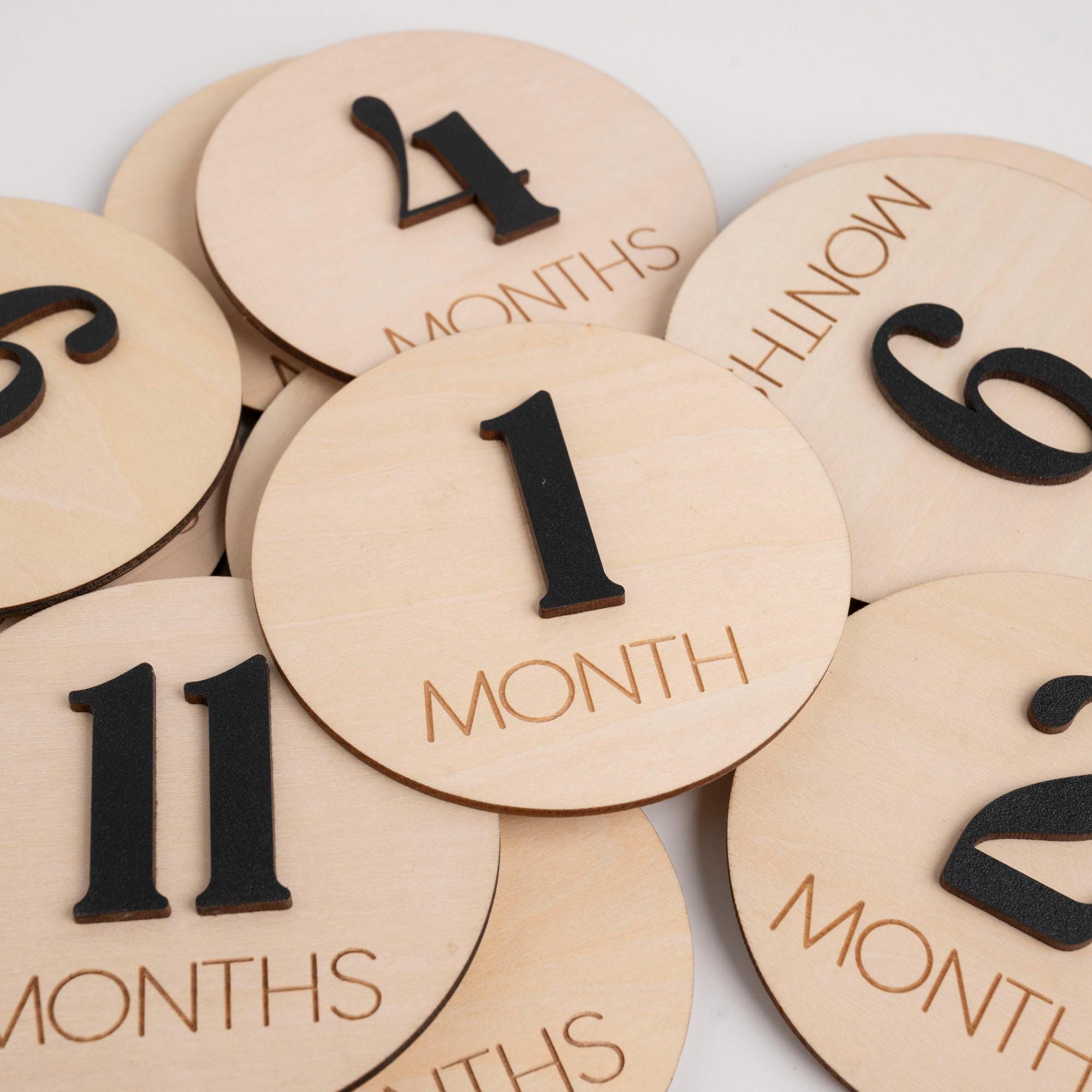 Wood Baby Monthly Milestone Discs, 3D Baby Monthly Milestone Cards, Baby Boy Baby Shower, Baby Boy Sign, Baby Photo Signs, Nursery Decor