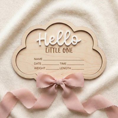 Personalized Baby Stats Plaque for Girl, Newborn Birth Announcement Sign, Boho Hospital Photo Prop, Hello Little One Nursery Decor