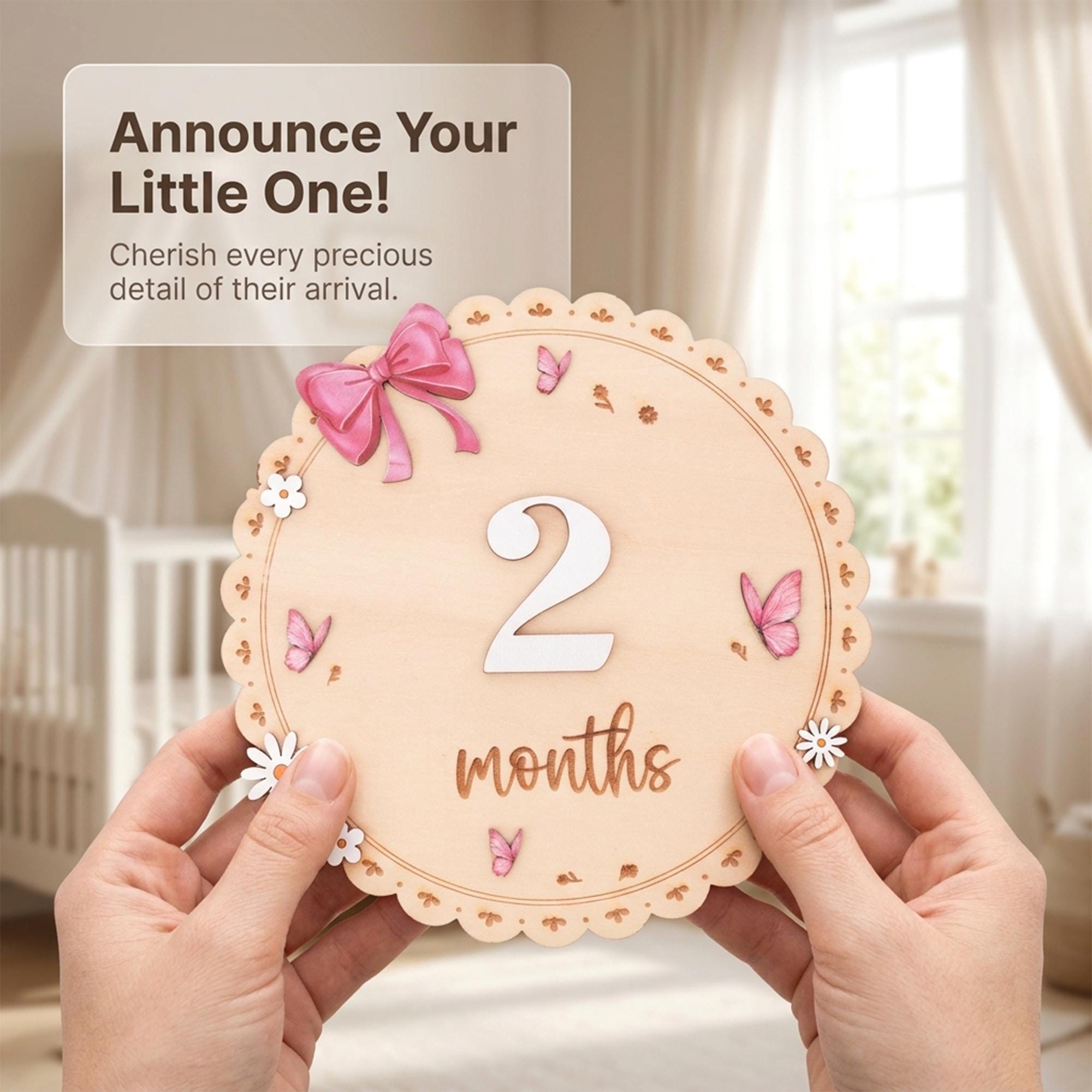 Baby Monthly Milestone Sign Set with Numbers 0-9 Double Sided Month Months 1-12 Months Baby Photo Prop First Year