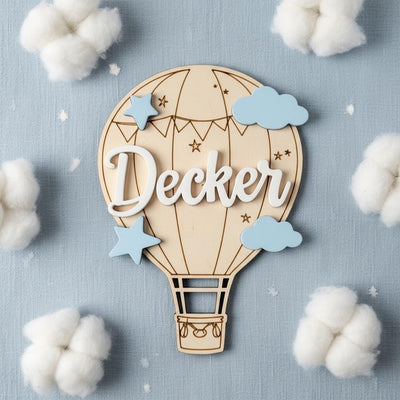 Personalized Hot Air Balloon Baby Name Wood Sign, Nursery Decor