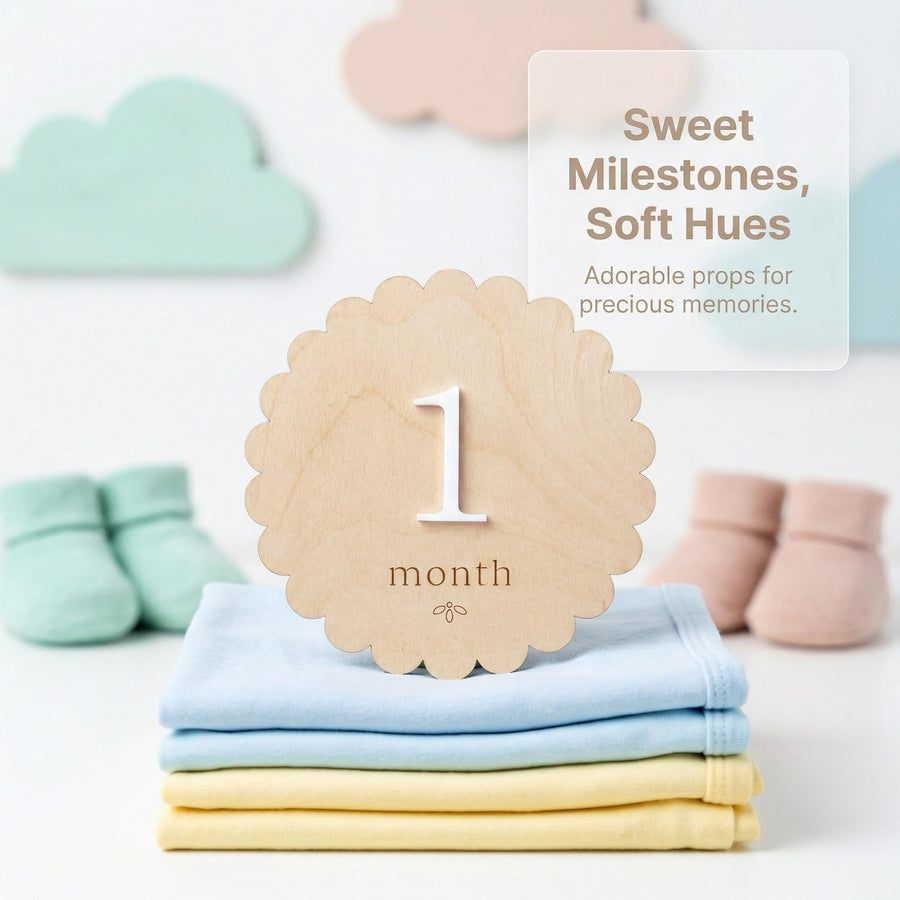 Baby Milestone Discs Wooden Monthly Milestone Sign Baby Month Markers Newborn Photo Prop First Year Baby Photo Props Baby Milestone Photo