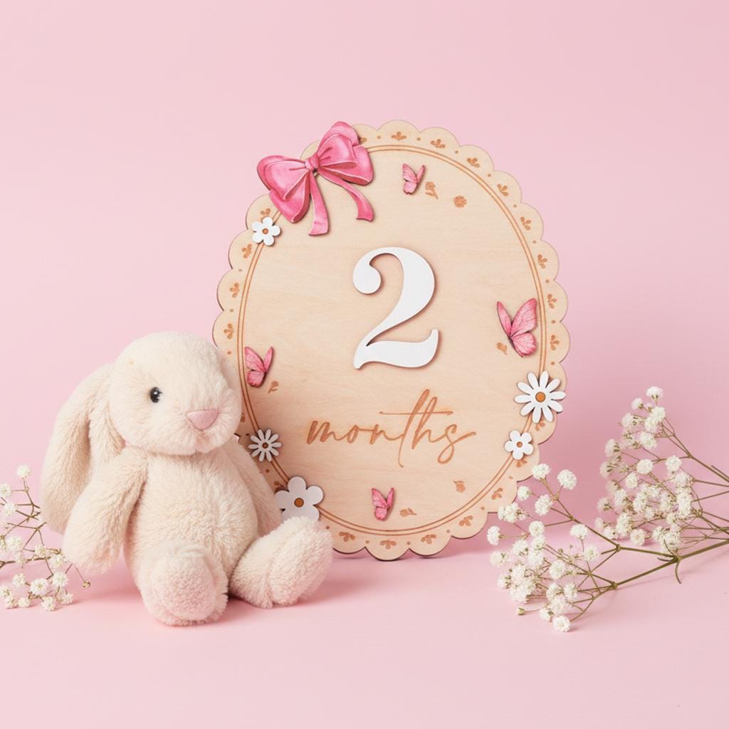 Baby Monthly Milestone Sign Double Sided Month Months Disc 1-12 Months Baby Photo Prop First Year Milestone Newborn Prop
