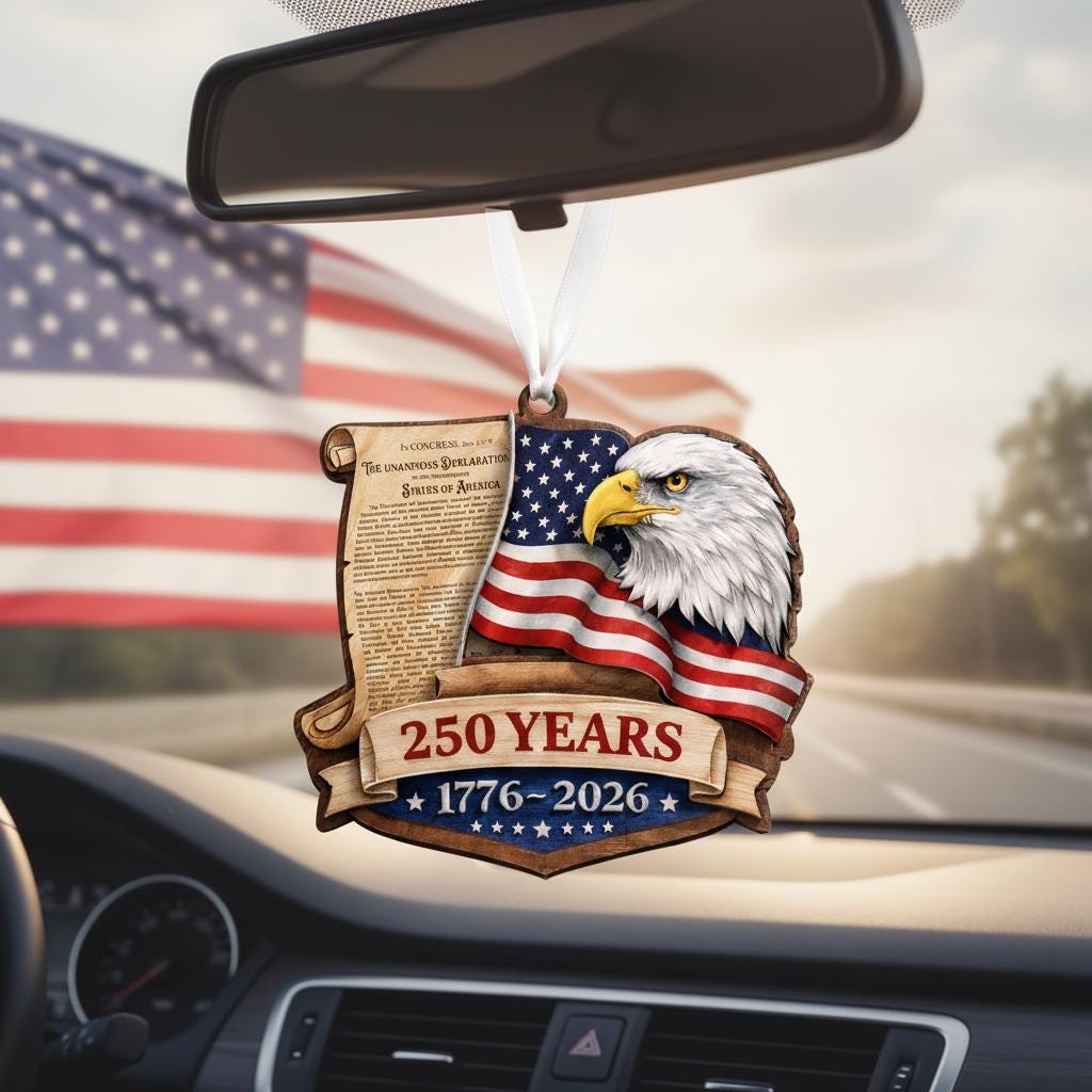 USA 250th Anniversary Ornament, Declaration of Independence Keepsake, 1776-2026 Decor, Patriotic Eagle History Buff Gift