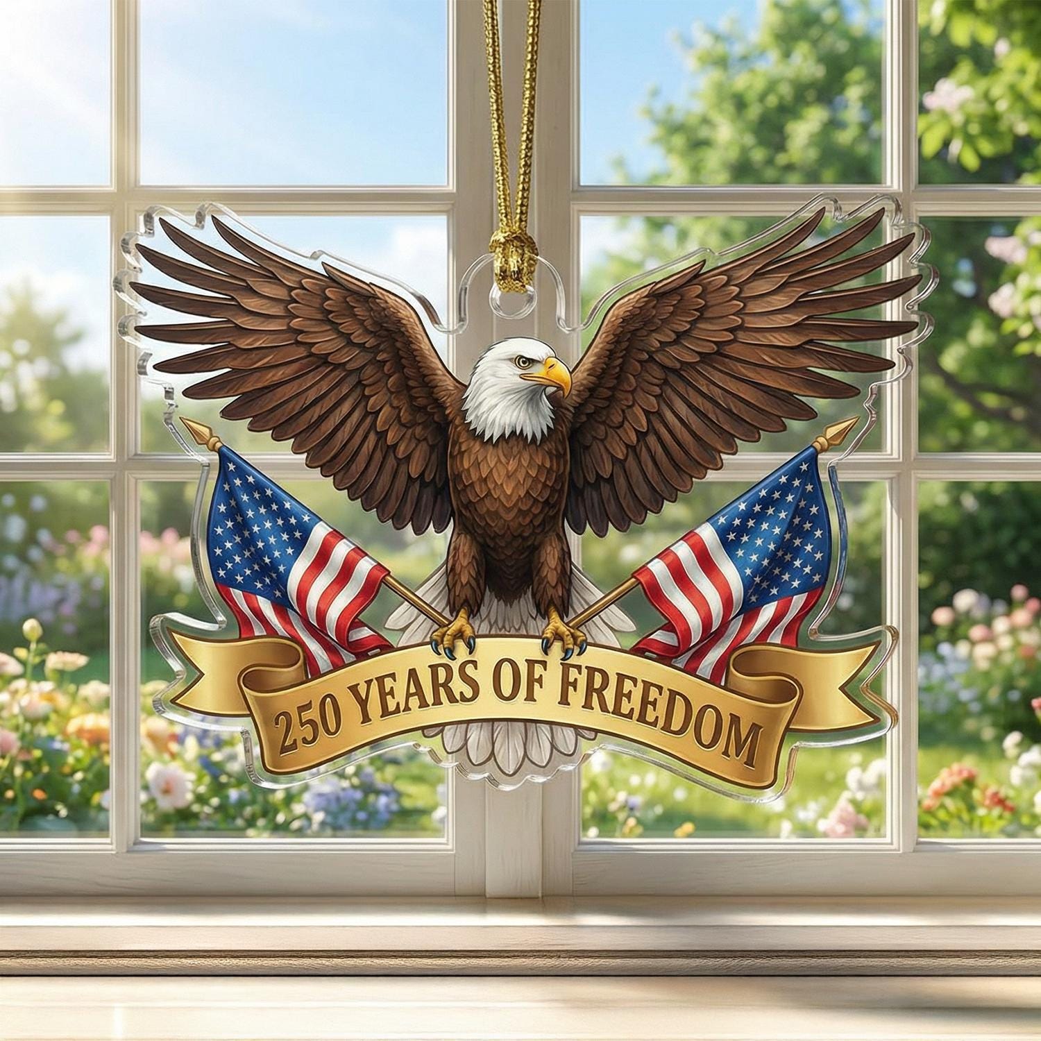 USA 250th Anniversary Eagle Ornament, 250 Years of Freedom Acrylic Keepsake, Patriotic Die-Cut Decor, 1776-2026 America Gift