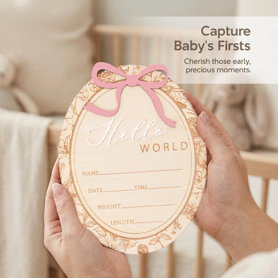 Hello World Baby Announcement Sign Personalized Birth Stats Sign Newborn Hospital Photo Prop Baby Girl Announcement Gift