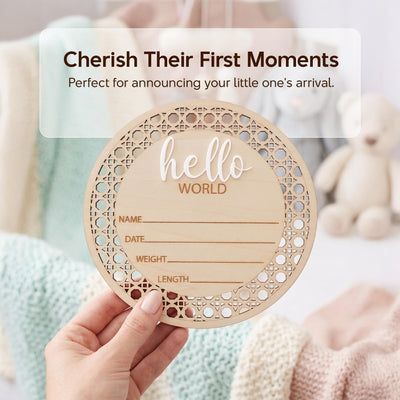Baby Announcement Sign Hello World Baby Sign Birth Stats Sign Custom Baby Name Sign Newborn Announcement Photo Prop Baby Keepsake Gift