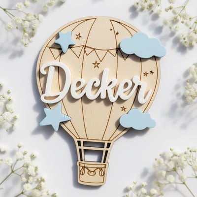 Personalized Hot Air Balloon Baby Name Wood Sign, Nursery Decor