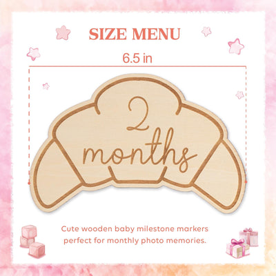 Wooden Croissant Baby Milestone Set, Rustic Monthly Photo Props,Hello World Birth Announcement Sign,Newborn Keepsake Gift,Monthly Milestones
