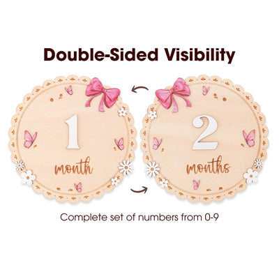 Baby Monthly Milestone Sign Set with Numbers 0-9 Double Sided Month Months 1-12 Months Baby Photo Prop First Year