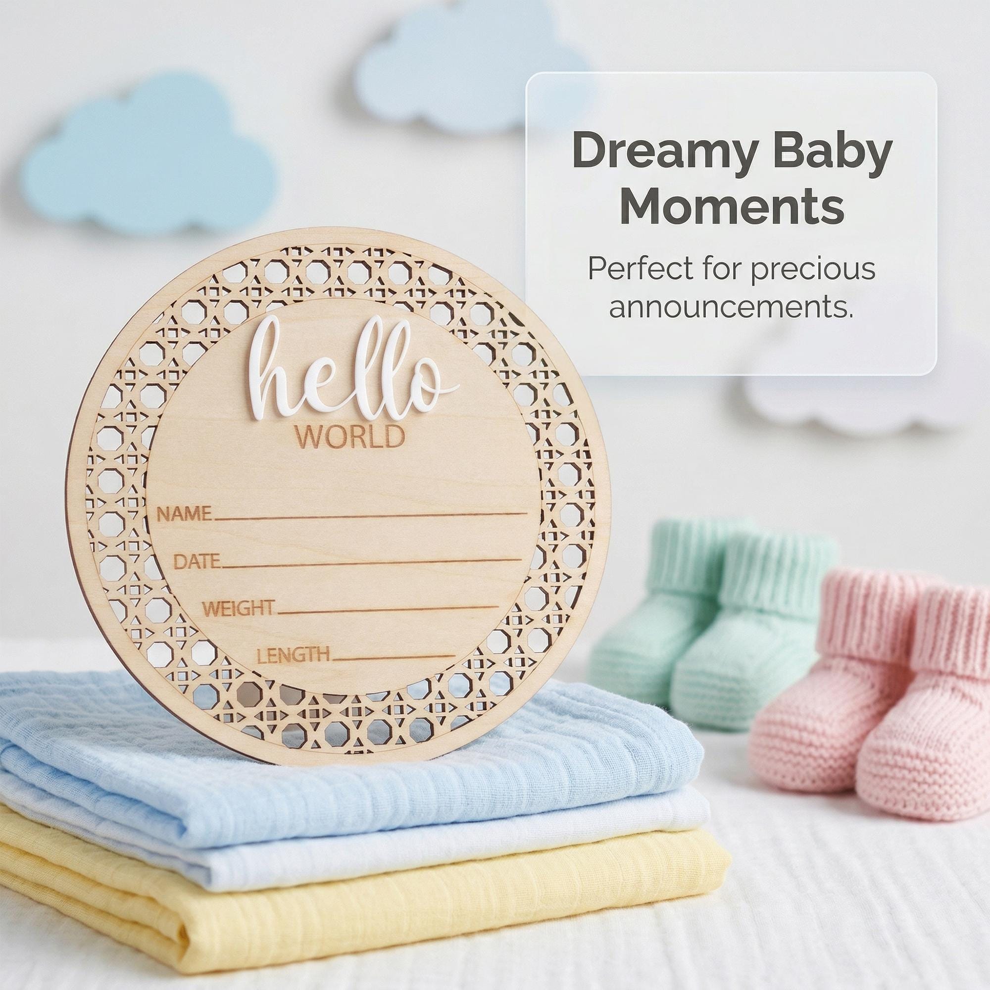 Baby Announcement Sign Hello World Baby Sign Birth Stats Sign Custom Baby Name Sign Newborn Announcement Photo Prop Baby Keepsake Gift
