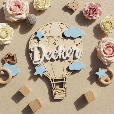 Personalized Hot Air Balloon Baby Name Wood Sign, Nursery Decor
