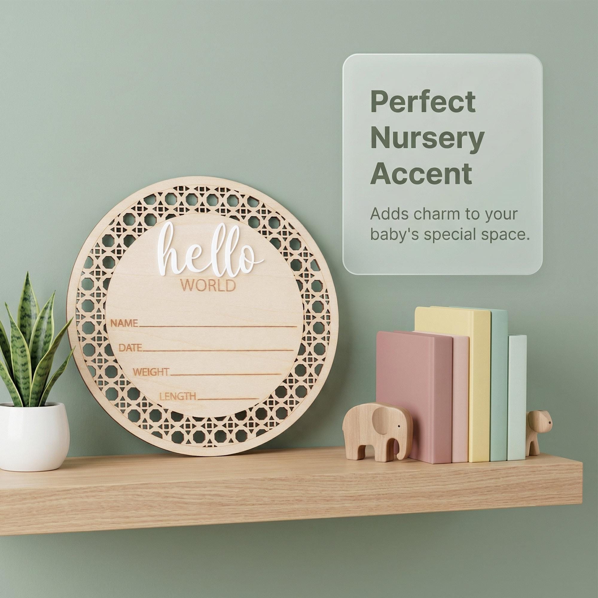 Baby Announcement Sign Hello World Baby Sign Birth Stats Sign Custom Baby Name Sign Newborn Announcement Photo Prop Baby Keepsake Gift
