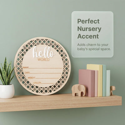 Baby Announcement Sign Hello World Baby Sign Birth Stats Sign Custom Baby Name Sign Newborn Announcement Photo Prop Baby Keepsake Gift