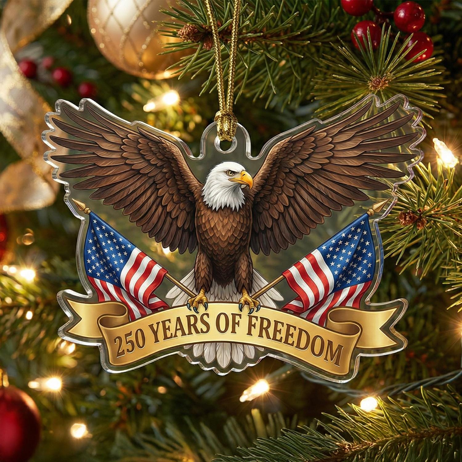 USA 250th Anniversary Eagle Ornament, 250 Years of Freedom Acrylic Keepsake, Patriotic Die-Cut Decor, 1776-2026 America Gift