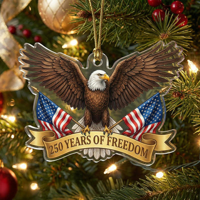 USA 250th Anniversary Eagle Ornament, 250 Years of Freedom Acrylic Keepsake, Patriotic Die-Cut Decor, 1776-2026 America Gift
