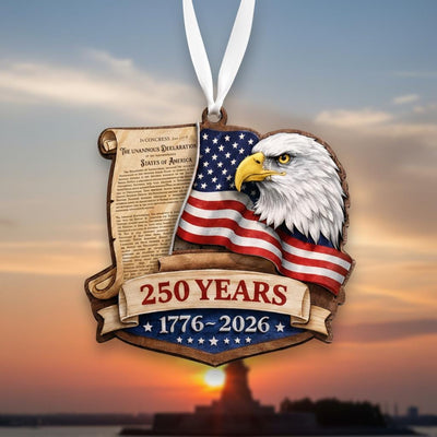 USA 250th Anniversary Ornament, Declaration of Independence Keepsake, 1776-2026 Decor, Patriotic Eagle History Buff Gift