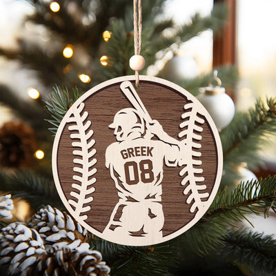 Personalized Baseball Christmas Ornament - Custom Wooden Player Jersey Ornament - Sports Team Holiday Keepsake