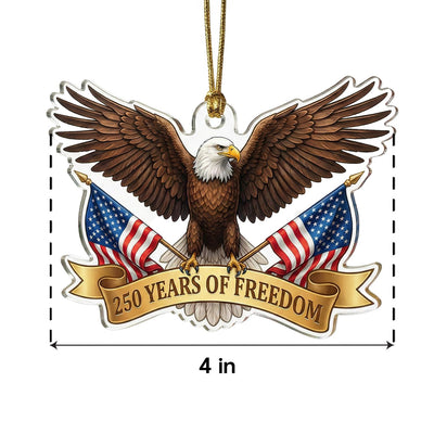 USA 250th Anniversary Eagle Ornament, 250 Years of Freedom Acrylic Keepsake, Patriotic Die-Cut Decor, 1776-2026 America Gift