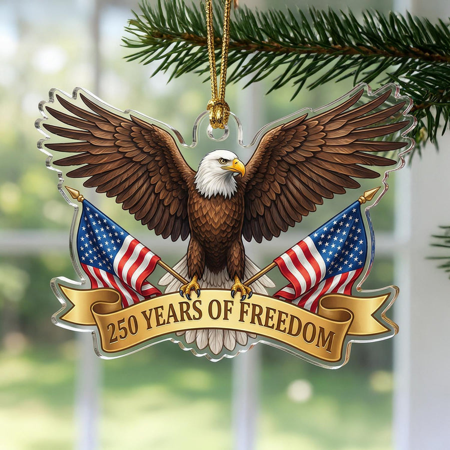 USA 250th Anniversary Eagle Ornament, 250 Years of Freedom Acrylic Keepsake, Patriotic Die-Cut Decor, 1776-2026 America Gift