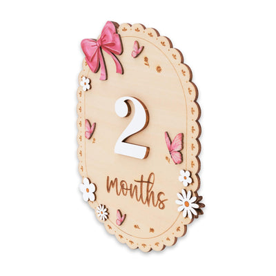 Baby Monthly Milestone Sign Wooden Baby Month Sign Double Sided Month Months First Year Baby Photo Prop Nursery Decor