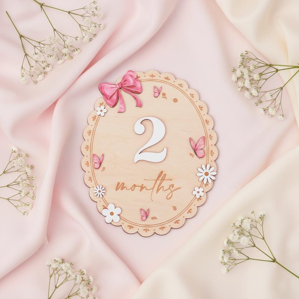 Baby Monthly Milestone Sign Double Sided Month Months Disc 1-12 Months Baby Photo Prop First Year Milestone Newborn Prop