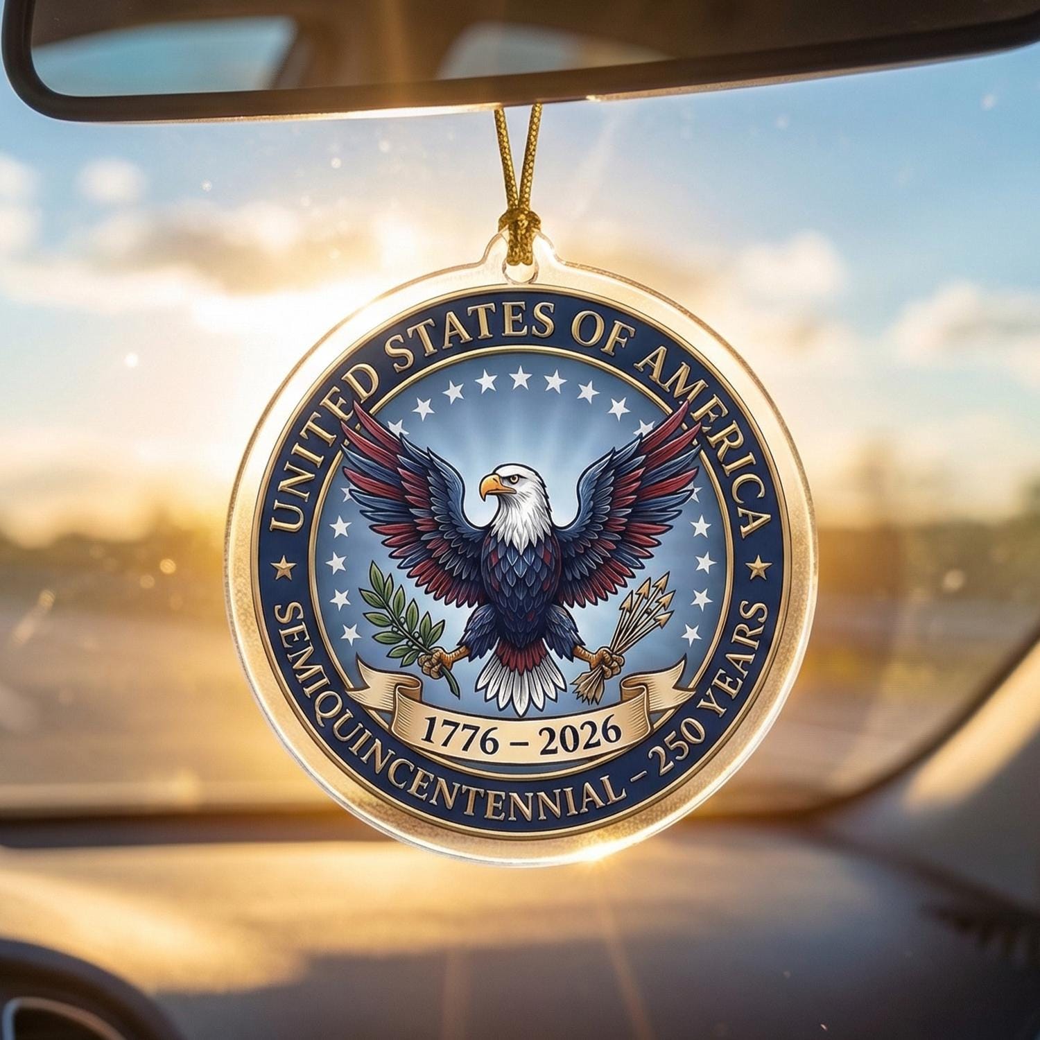 USA 250th Anniversary Semiquincentennial Ornament, 1776-2026 Eagle Seal Keepsake, Patriotic American Pride Gift, 250 Years Decor