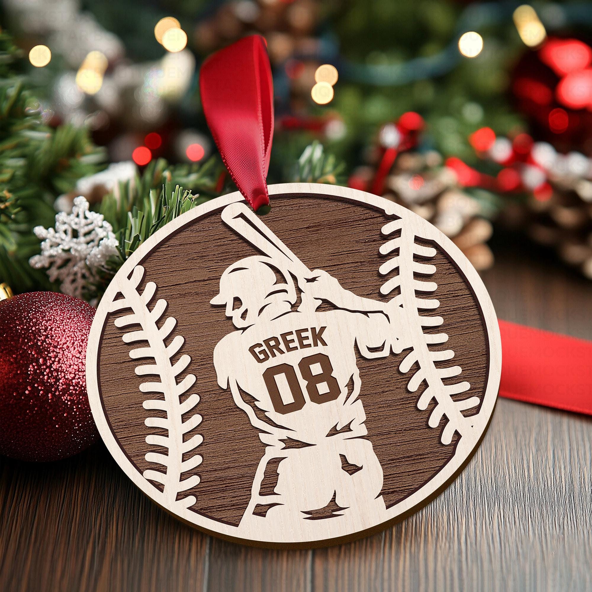 Personalized Baseball Christmas Ornament - Custom Wooden Player Jersey Ornament - Sports Team Holiday Keepsake