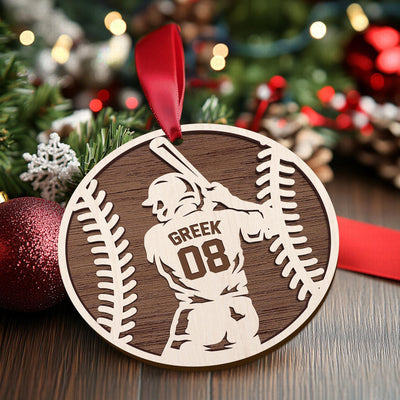 Personalized Baseball Christmas Ornament - Custom Wooden Player Jersey Ornament - Sports Team Holiday Keepsake