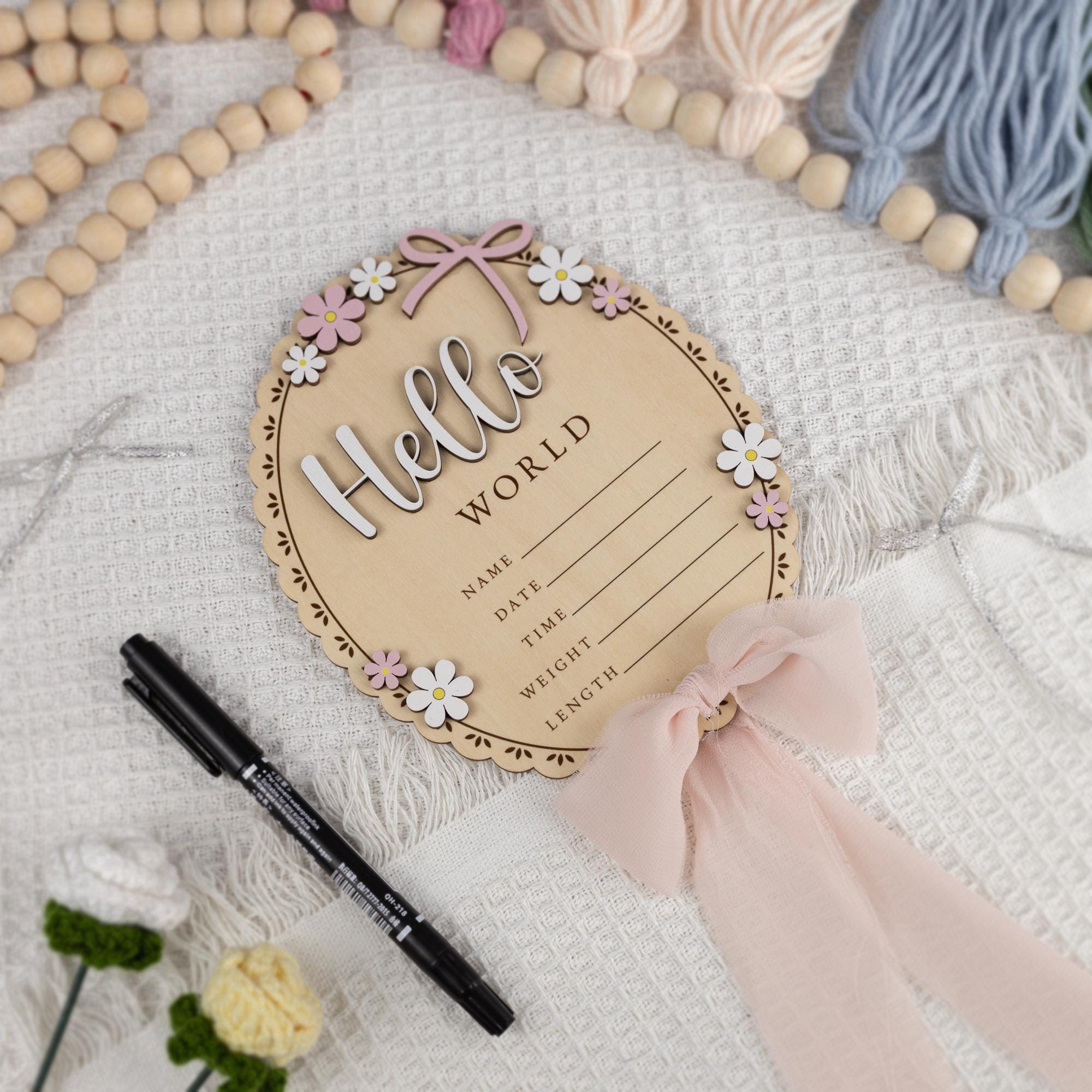 Daisy Hello World Birth Announcement, Daisy Hello World Birth Announcement, Baby Name Birth Stats Sign Girl, Baby Girl Name Sign, Baby Girl