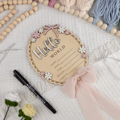 Daisy Hello World Birth Announcement, Daisy Hello World Birth Announcement, Baby Name Birth Stats Sign Girl, Baby Girl Name Sign, Baby Girl