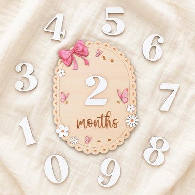Baby Monthly Milestone Sign Wooden Baby Month Sign Double Sided Month Months First Year Baby Photo Prop Nursery Decor