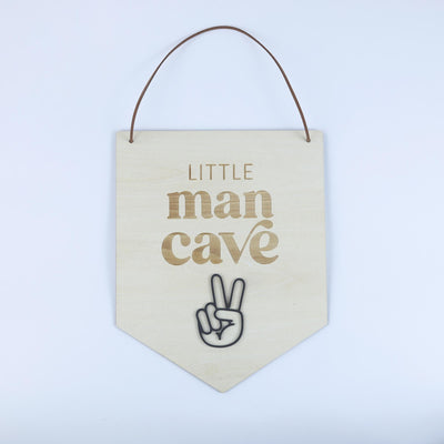 Little Man Cave Sign, Baby Boy Nursery Sign, Boy Nursery Decor, Baby Boy Gift, Boy Room Wall Decor, Pennant Sign, Banner For Boys Room Decor