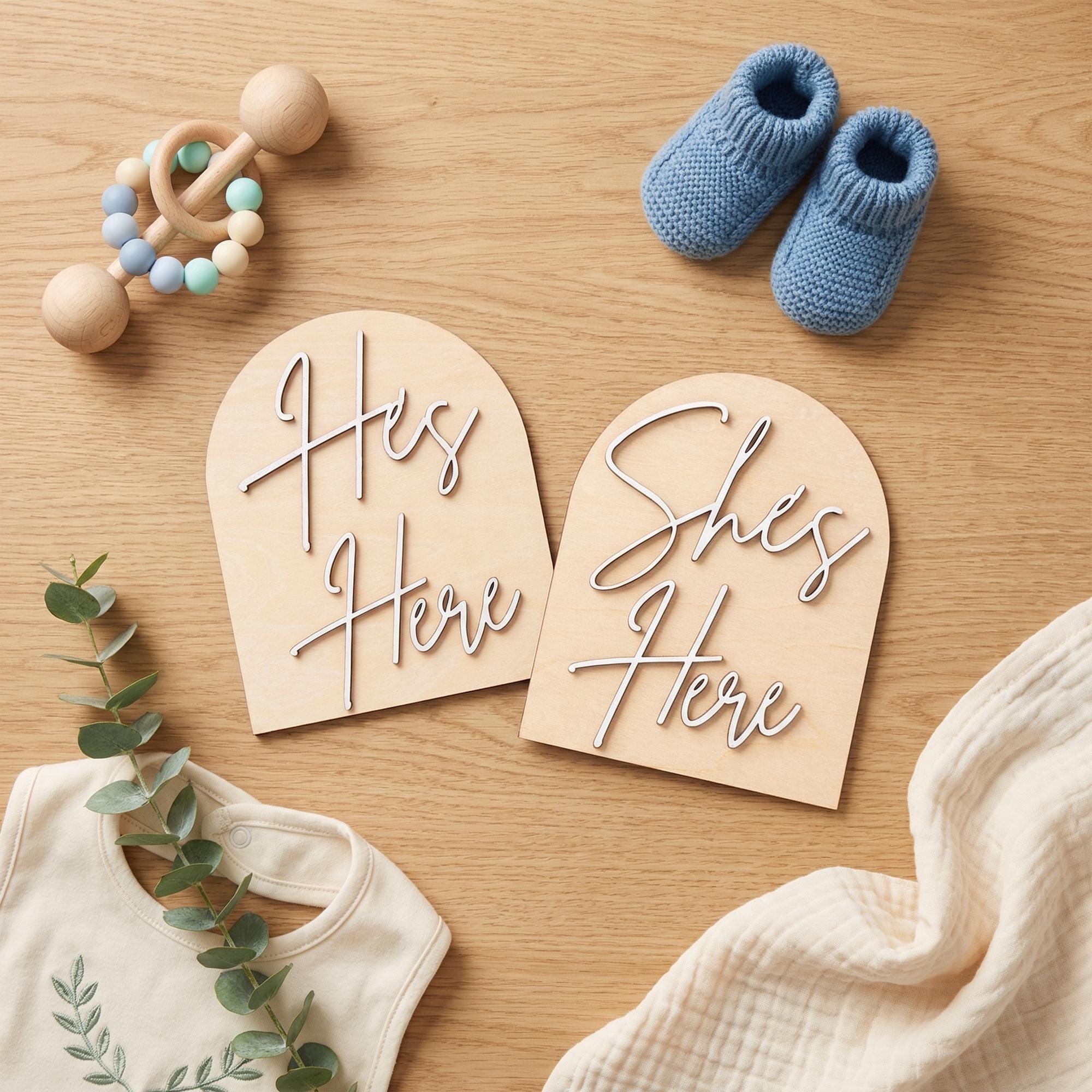 Gender Reveal Sign Wooden Gender Reveal Prop He or She Sign Baby Gender Reveal Photo Prop Surprise Baby Reveal Sign Baby Shower Decor