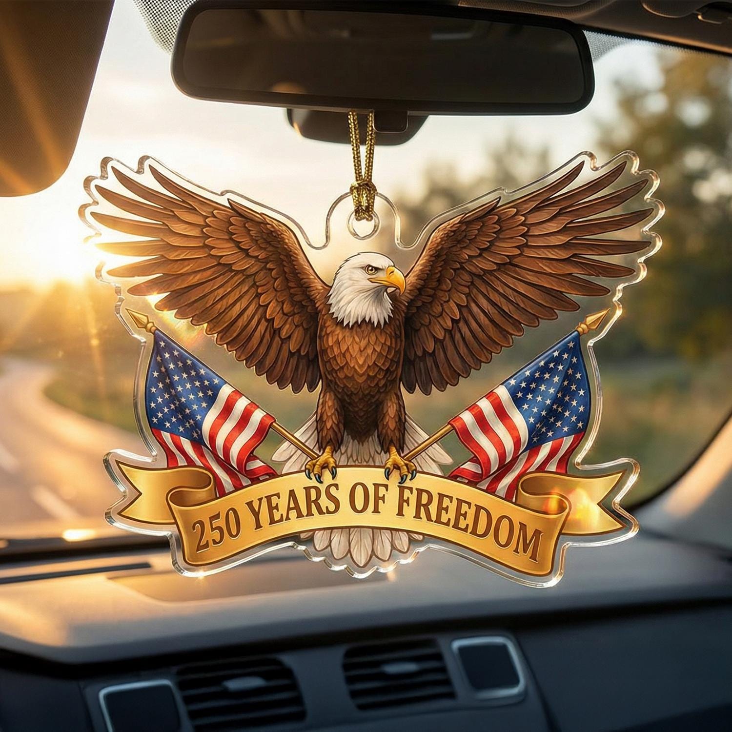 USA 250th Anniversary Eagle Ornament, 250 Years of Freedom Acrylic Keepsake, Patriotic Die-Cut Decor, 1776-2026 America Gift