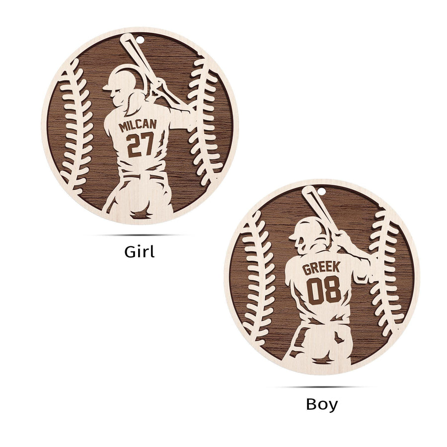 Personalized Baseball Christmas Ornament - Custom Wooden Player Jersey Ornament - Sports Team Holiday Keepsake